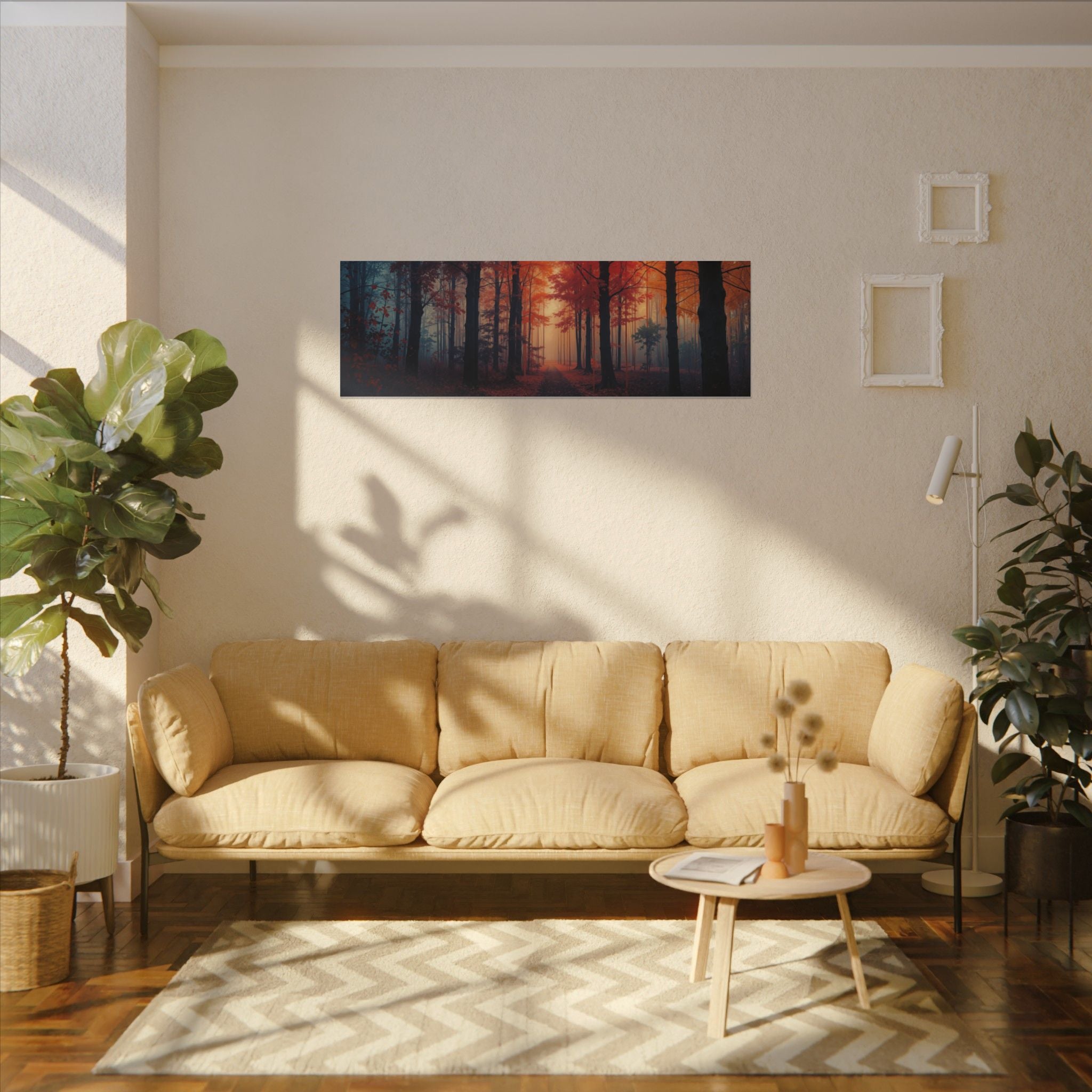 AMBER FOREST — Abstract Autumn Forest Framed Canvas Wall Art