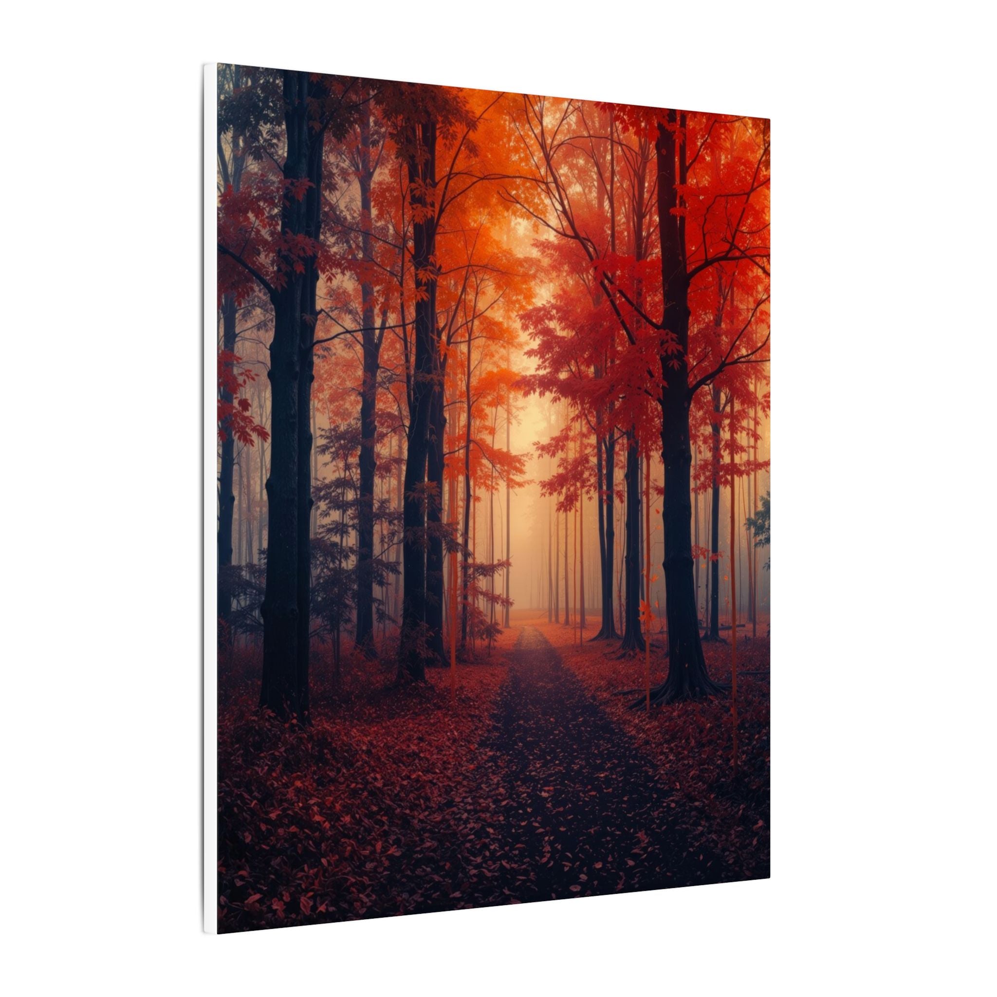 AMBER FOREST — Abstract Autumn Forest Framed Canvas Wall Art