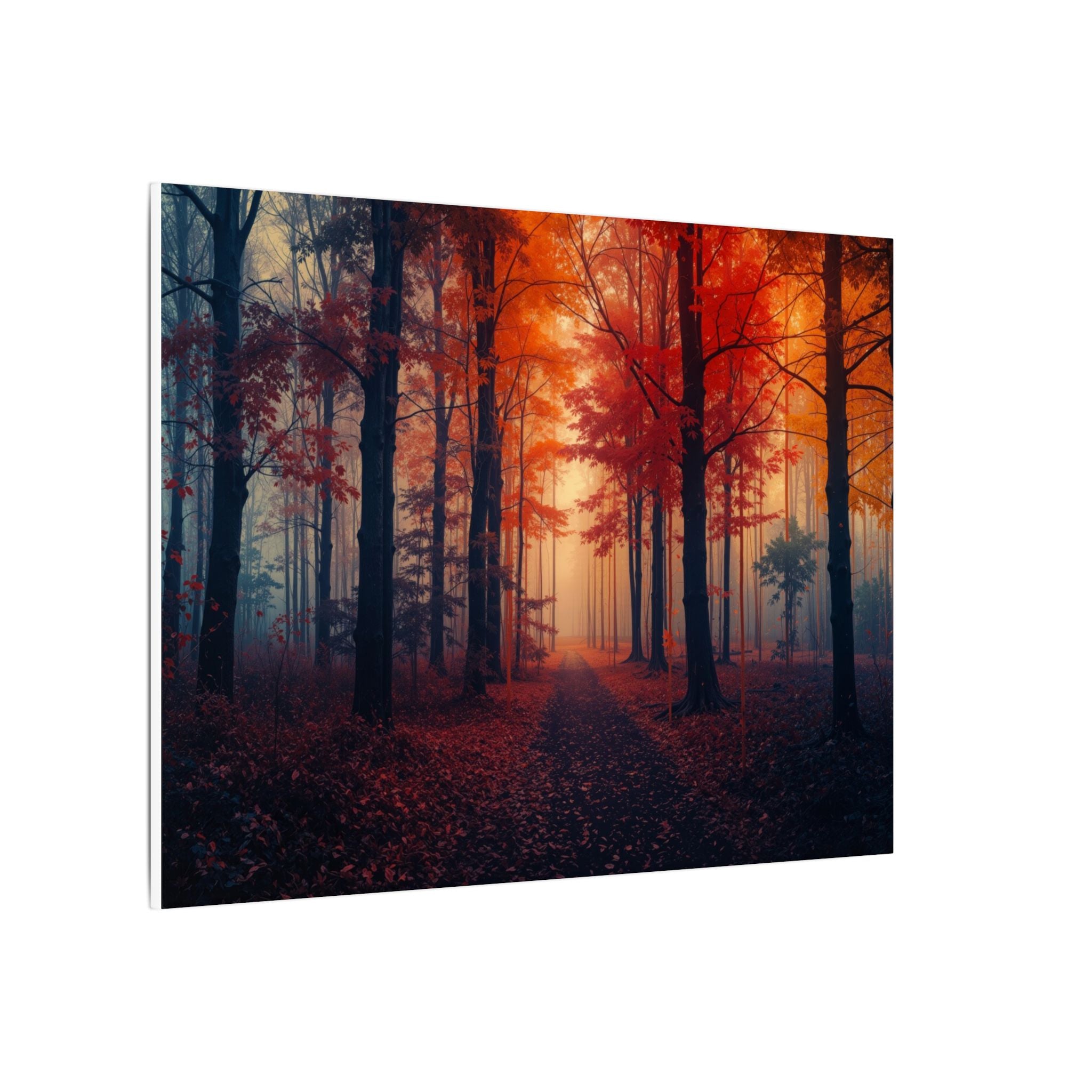 AMBER FOREST — Abstract Autumn Forest Framed Canvas Wall Art