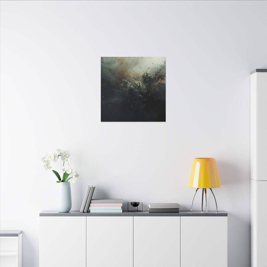 Cindershatter canvas print by Scattercrate — charcoal debris and ember explosion