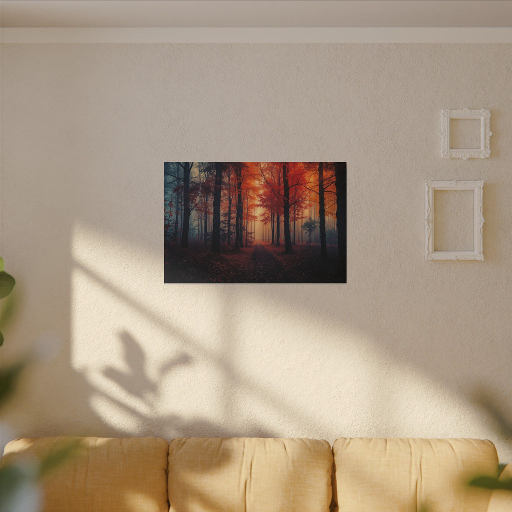 AMBER FOREST — Abstract Autumn Forest Framed Canvas Wall Art