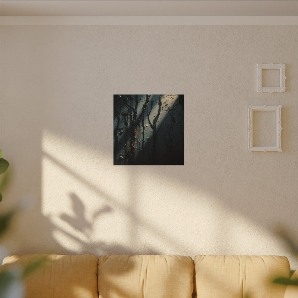 MOONVEIL moonbeam nocturne forest framed canvas wall art by Scattercrate — moonlit blue moody decor