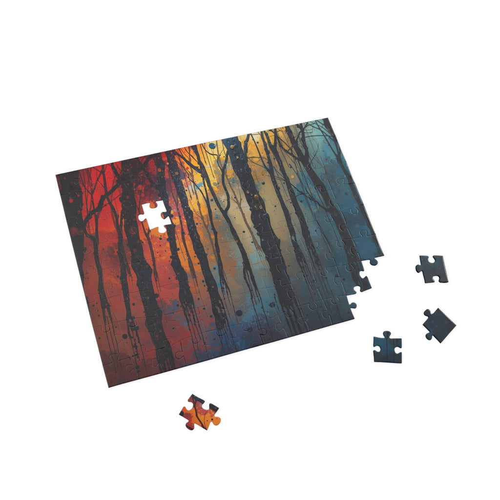 INKWASH 500-piece abstract forest art puzzle by Scattercrate — inky moody forest jigsaw gift