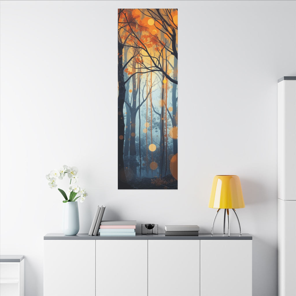 GLOW FOREST — Abstract Forest Lights Framed Canvas Wall Art