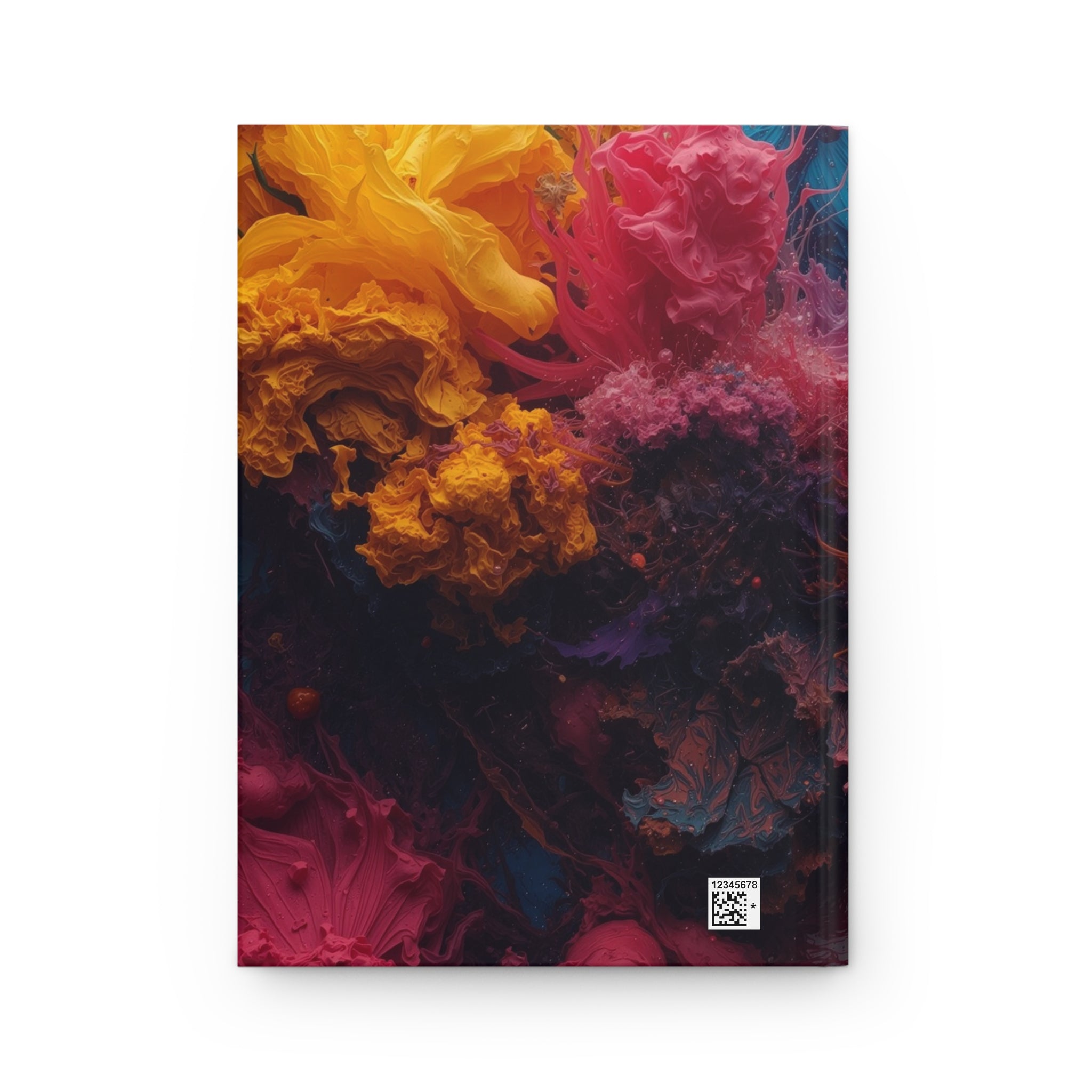 Goldenreef hardcover journal by Scattercrate — marigold and coral tones in a glowing reef-inspired abstract