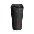 Dead Reckoning stainless steel travel mug by Scattercrate — abstract navigation art drinkware, dark aesthetic