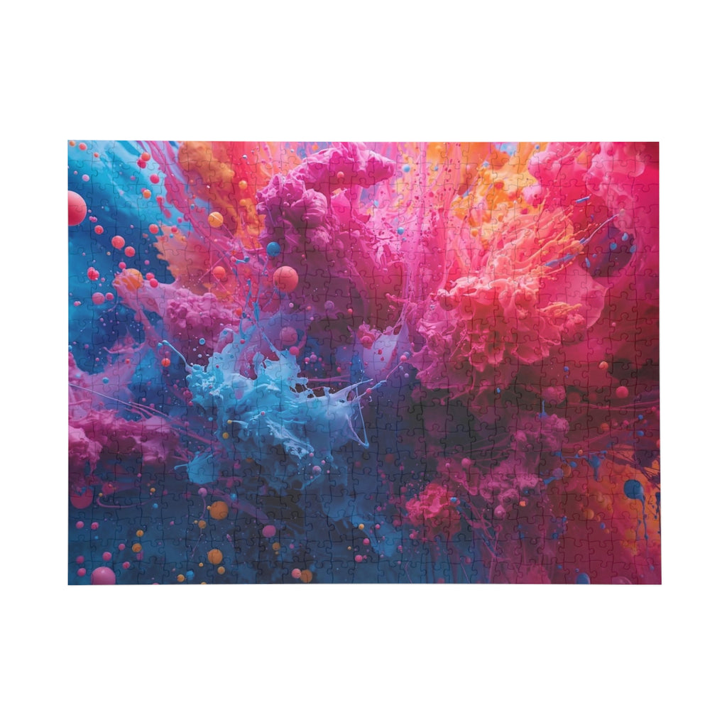 Coralchasm 500-piece jigsaw puzzle by Scattercrate — teal and coral abstract art