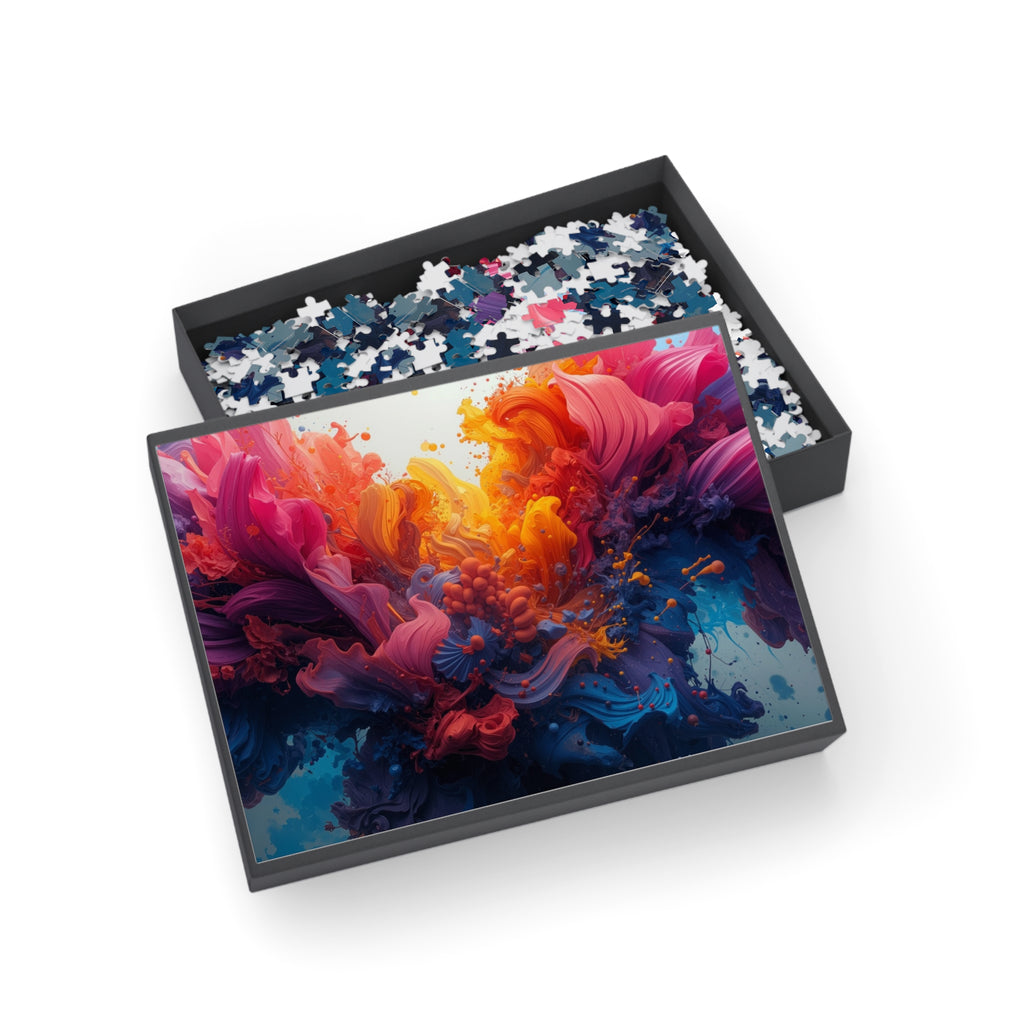 Petalsurge 500-piece jigsaw puzzle by Scattercrate — magenta petal wall art, surging floral color