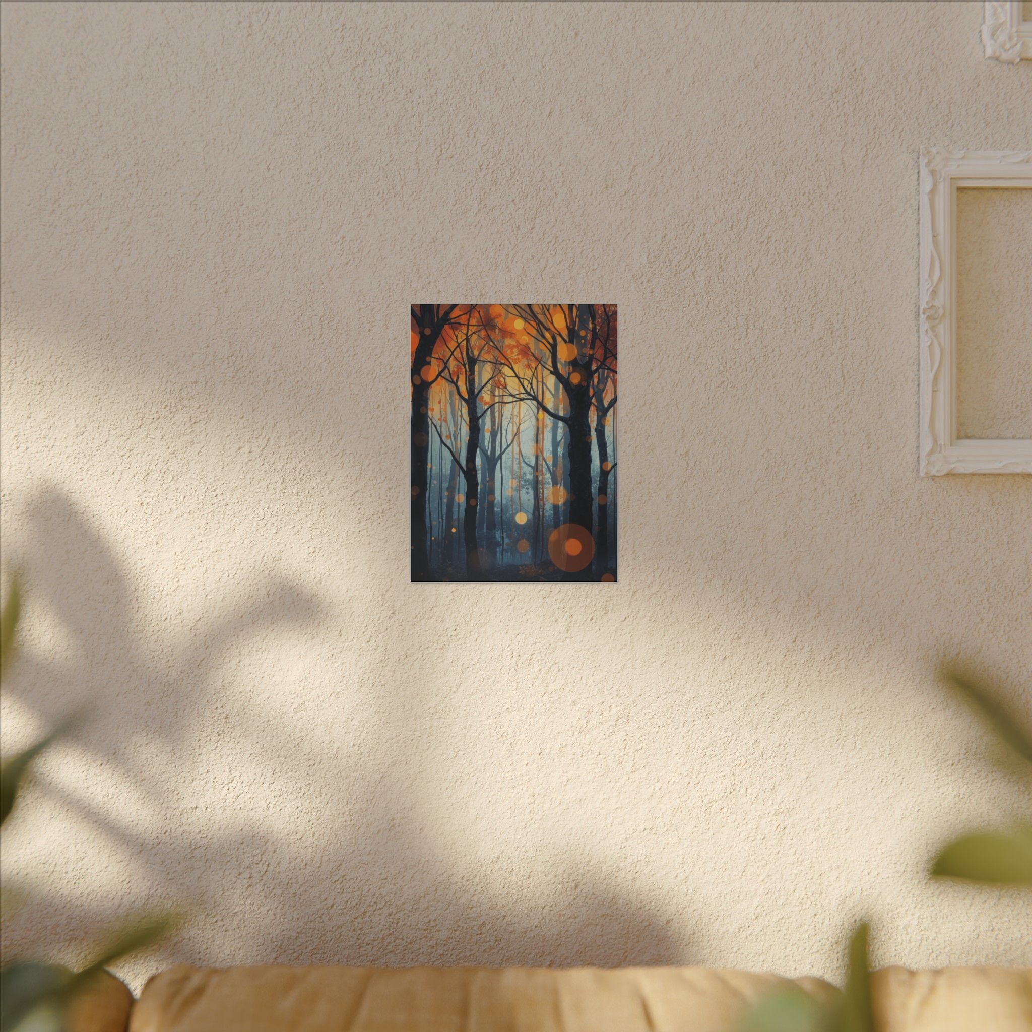 GLOW FOREST — Abstract Forest Lights Framed Canvas Wall Art