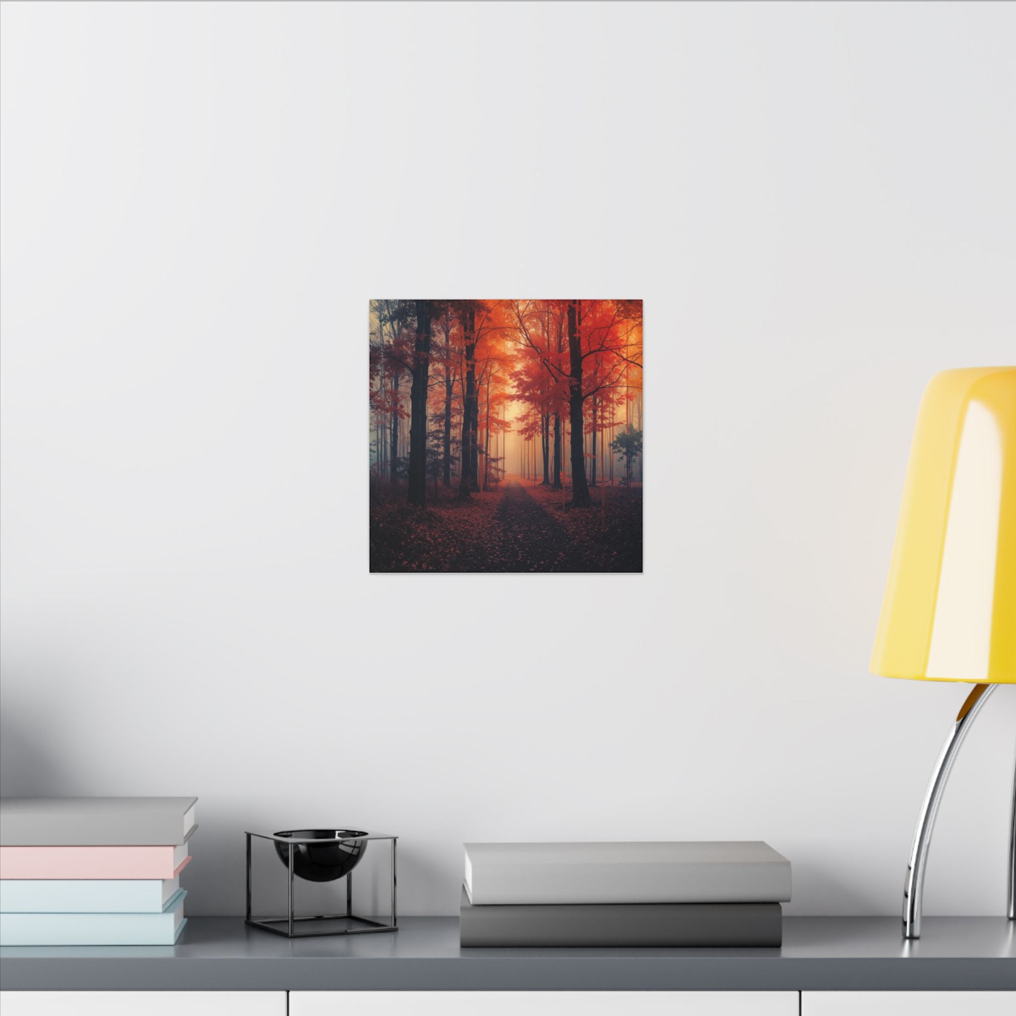 AMBER FOREST — Abstract Autumn Forest Framed Canvas Wall Art