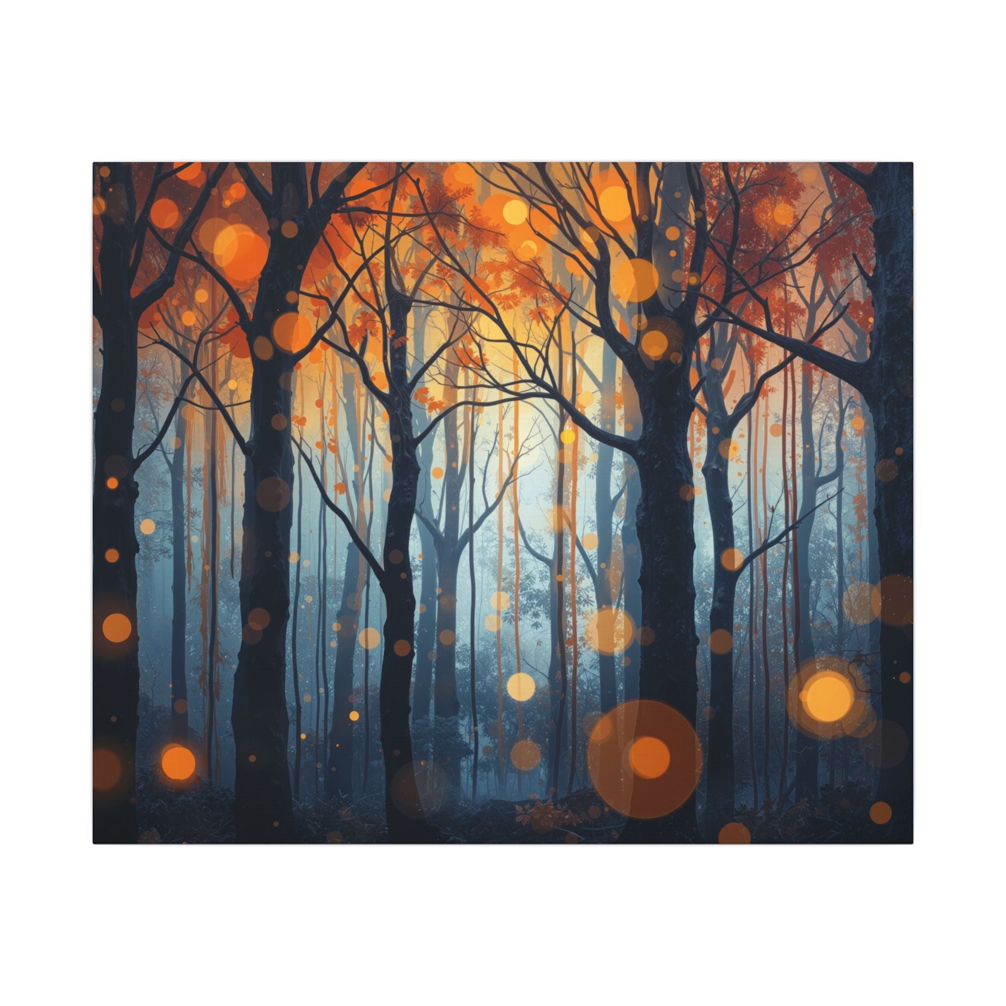 GLOW FOREST — Abstract Forest Lights Framed Canvas Wall Art