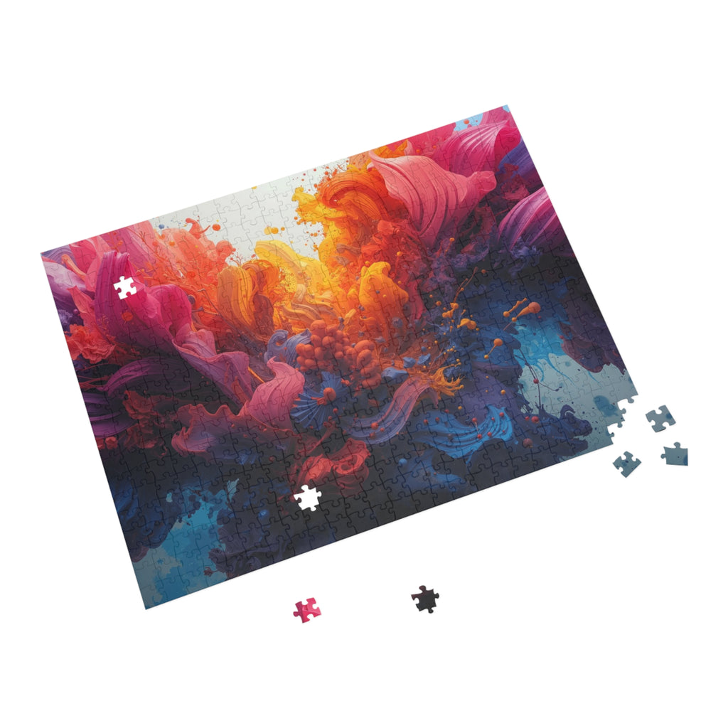 Petalsurge 500-piece jigsaw puzzle by Scattercrate — magenta petal wall art, surging floral color