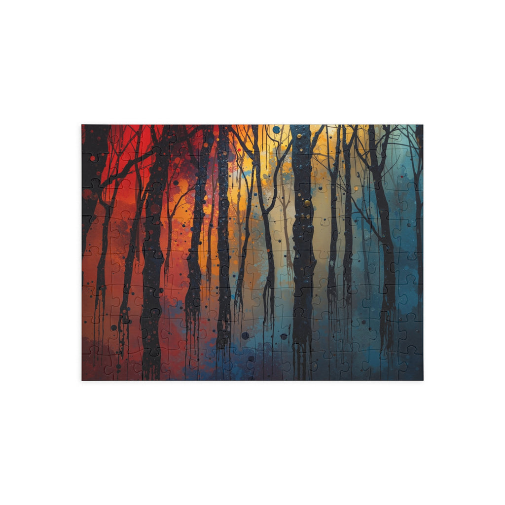 INKWASH 500-piece abstract forest art puzzle by Scattercrate — inky moody forest jigsaw gift