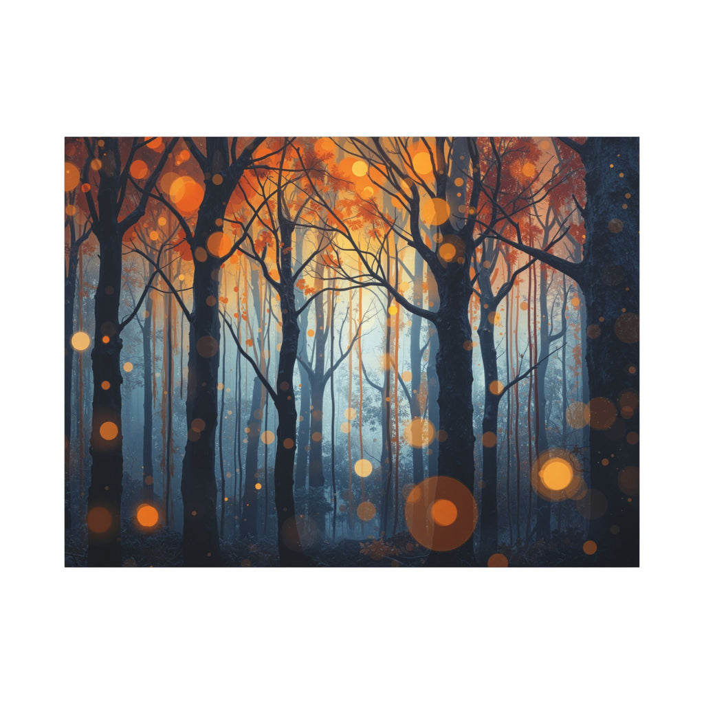 GLOW FOREST — Abstract Forest Lights Framed Canvas Wall Art