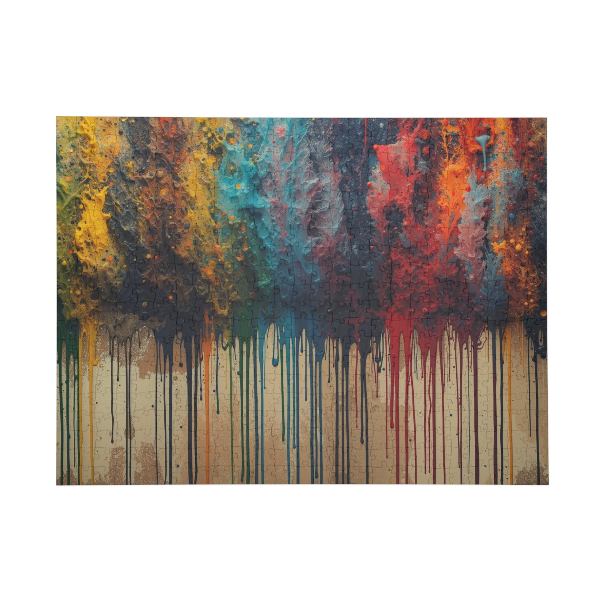 CHROMAFALL full-spectrum paint drop art puzzle by Scattercrate — bold maximalist color explosion