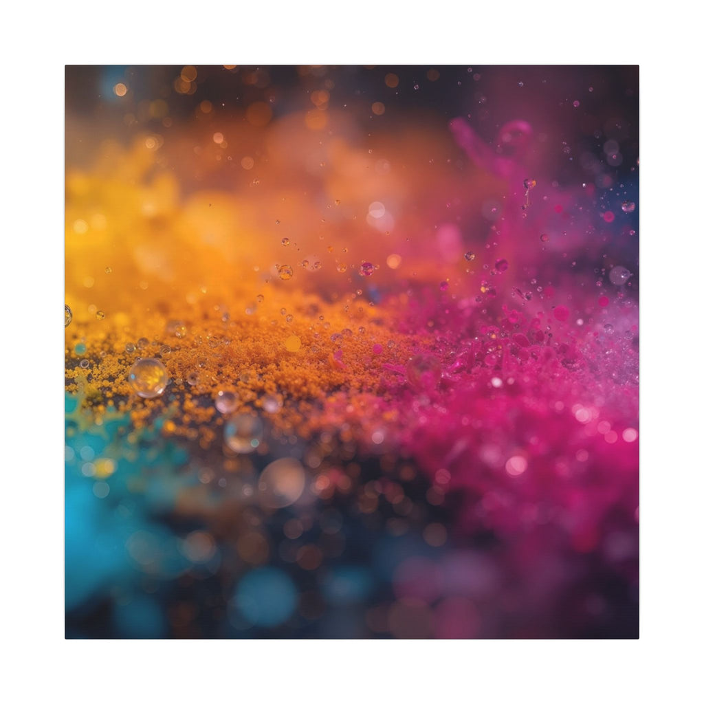 DEWBURST canvas wall art by Scattercrate — vibrant powder splatter with dew-lit particles