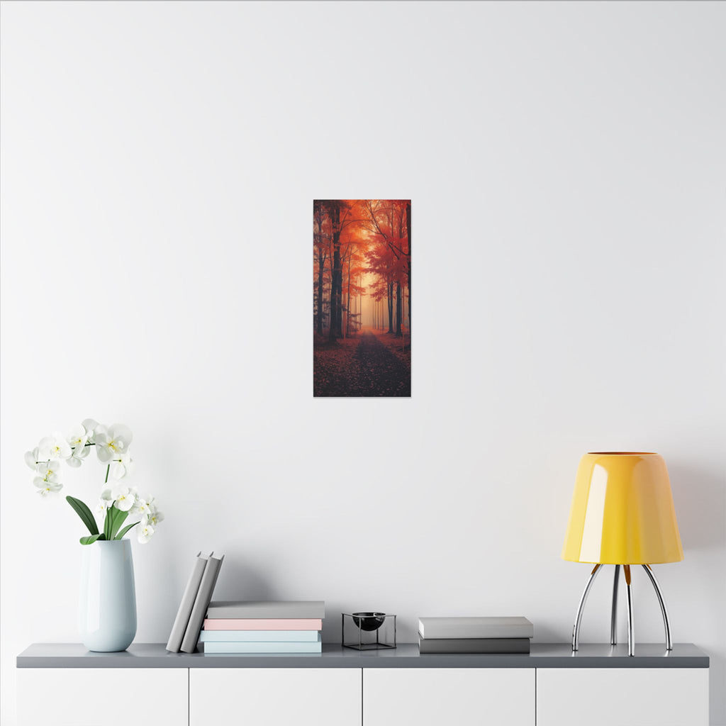AMBER FOREST — Abstract Autumn Forest Framed Canvas Wall Art