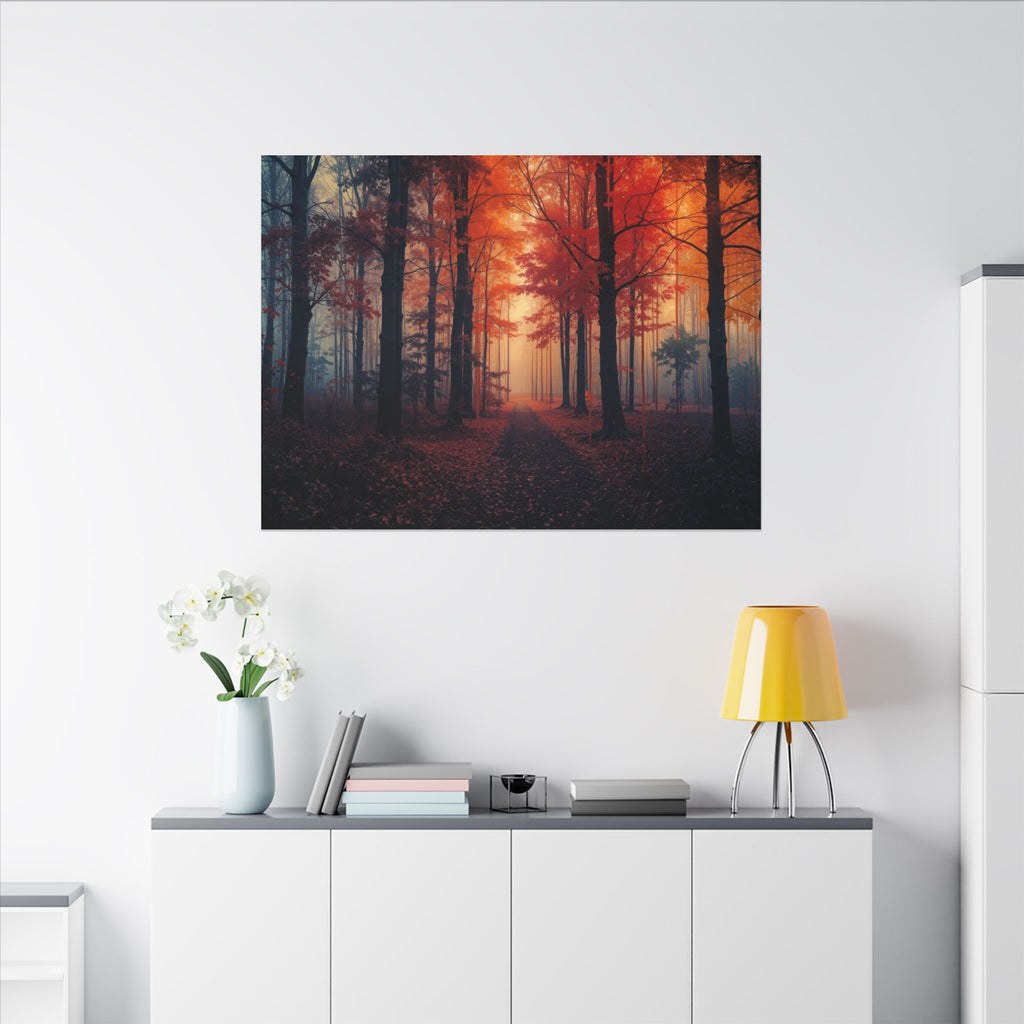 AMBER FOREST — Abstract Autumn Forest Framed Canvas Wall Art
