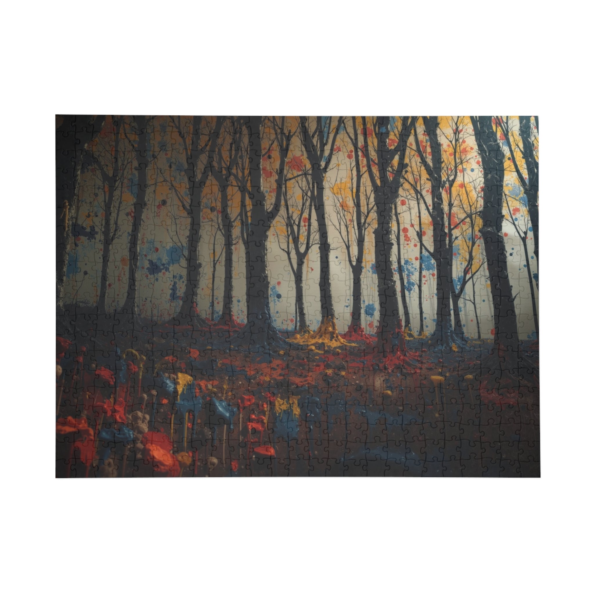 IMPASTO 500-piece abstract forest art puzzle by Scattercrate — textured moody forest jigsaw gift