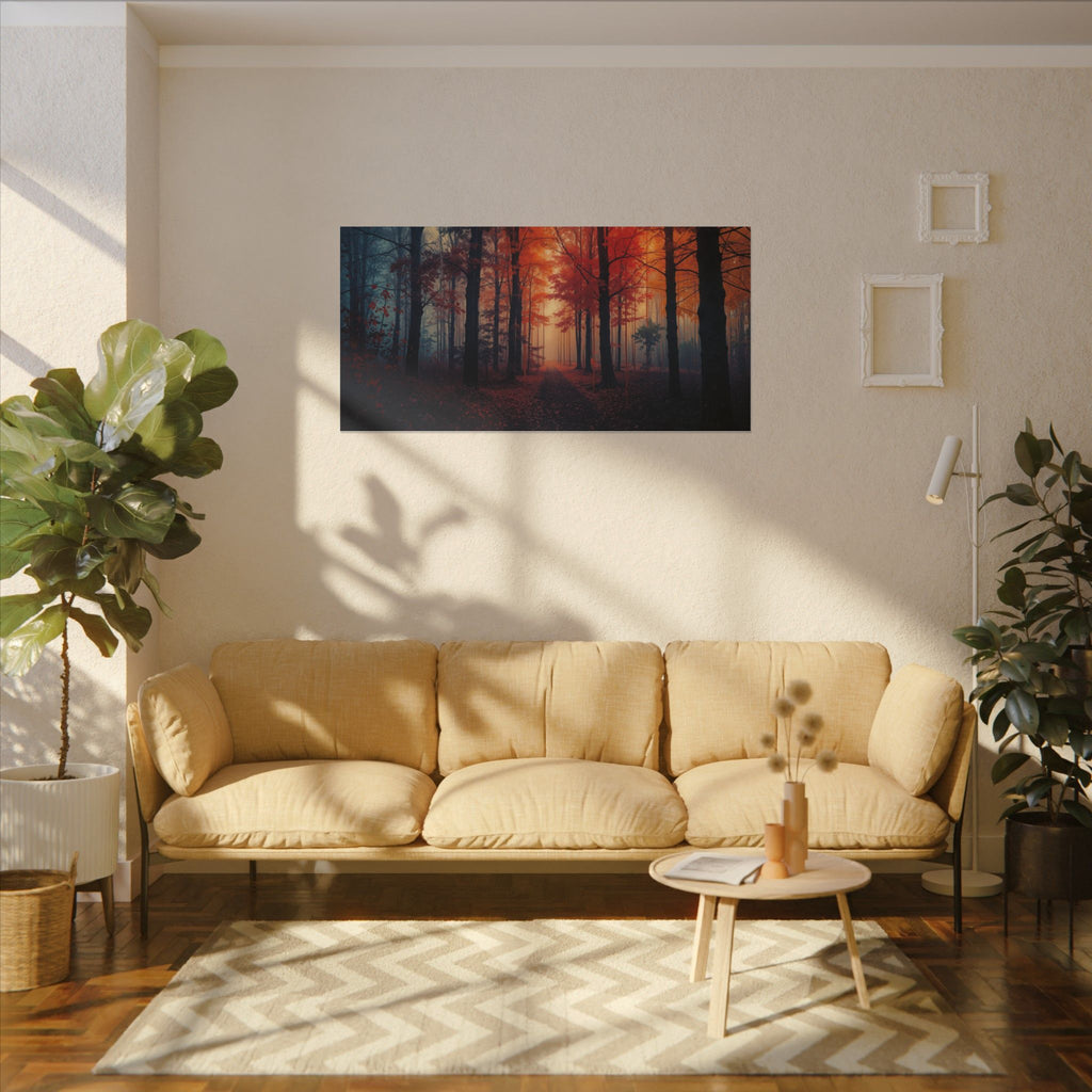 AMBER FOREST — Abstract Autumn Forest Framed Canvas Wall Art