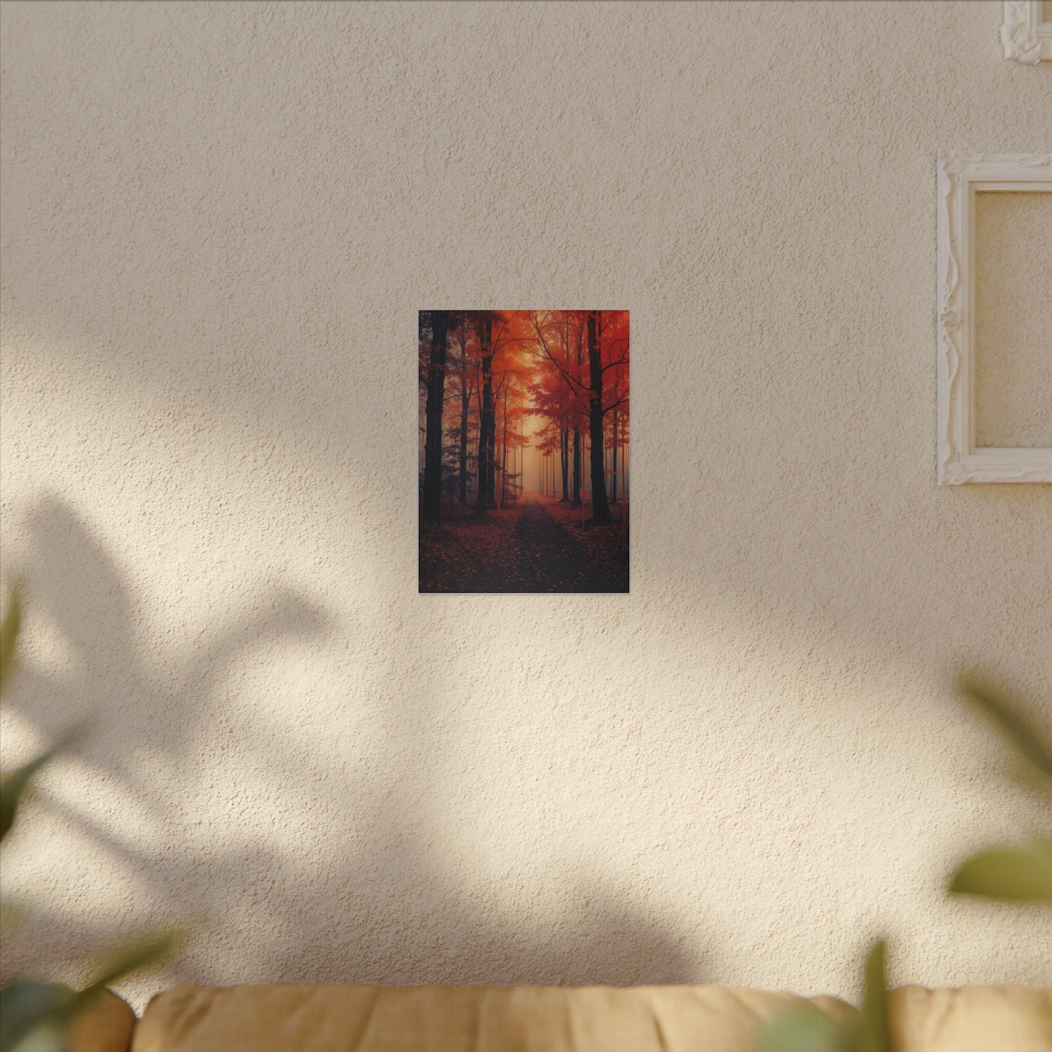 AMBER FOREST — Abstract Autumn Forest Framed Canvas Wall Art