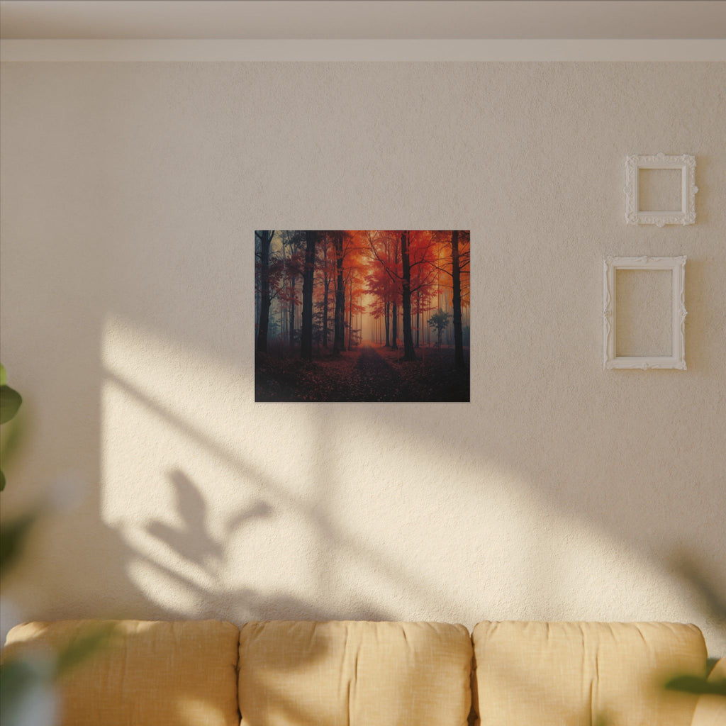 AMBER FOREST — Abstract Autumn Forest Framed Canvas Wall Art