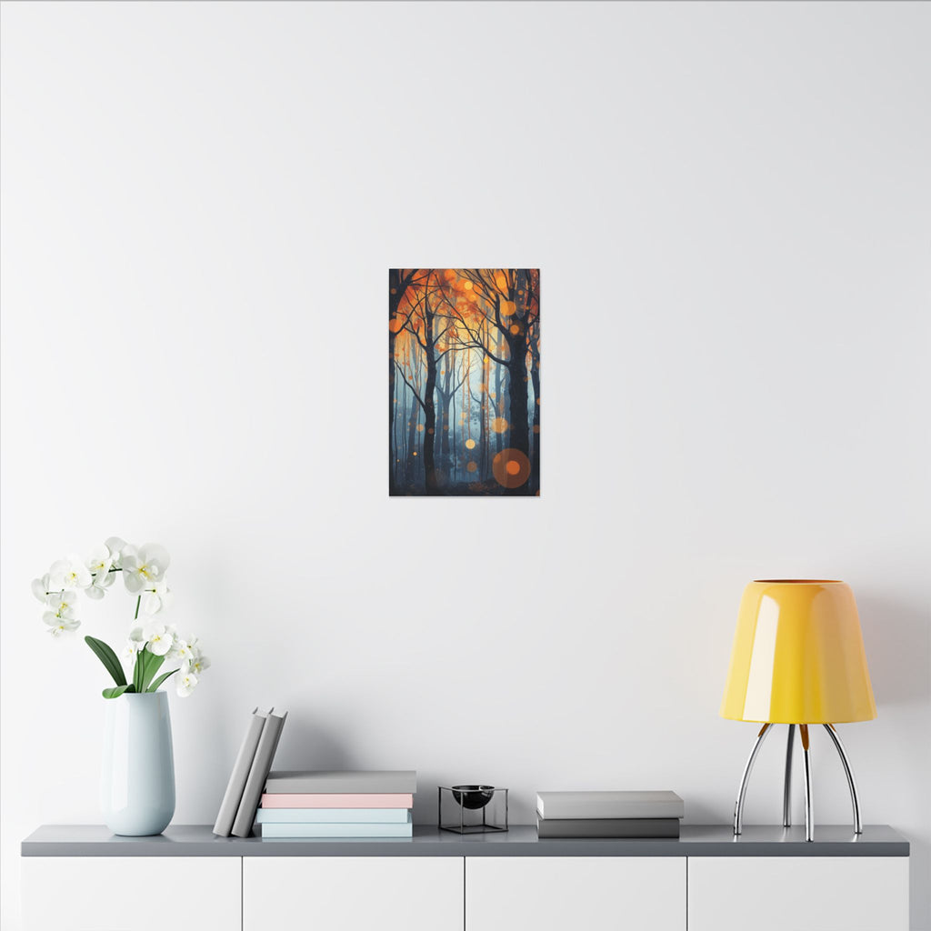 GLOW FOREST — Abstract Forest Lights Framed Canvas Wall Art