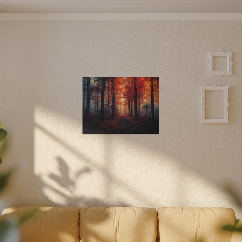 AMBER FOREST — Abstract Autumn Forest Framed Canvas Wall Art