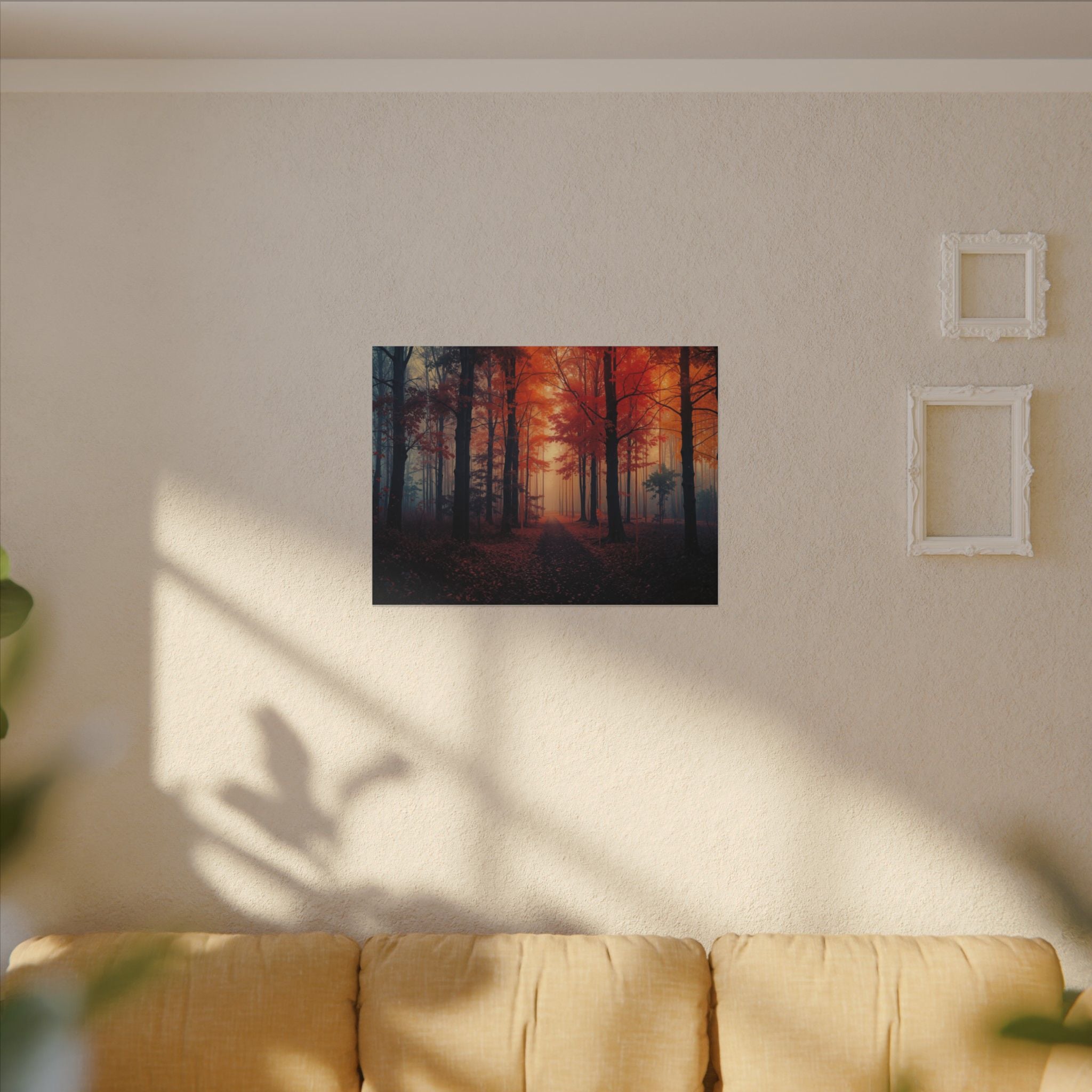 AMBER FOREST — Abstract Autumn Forest Framed Canvas Wall Art