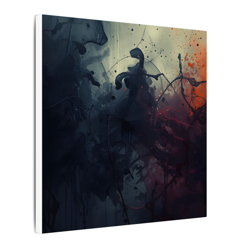 Inkscorch canvas print by Scattercrate — navy ink bleeding into firelit orange