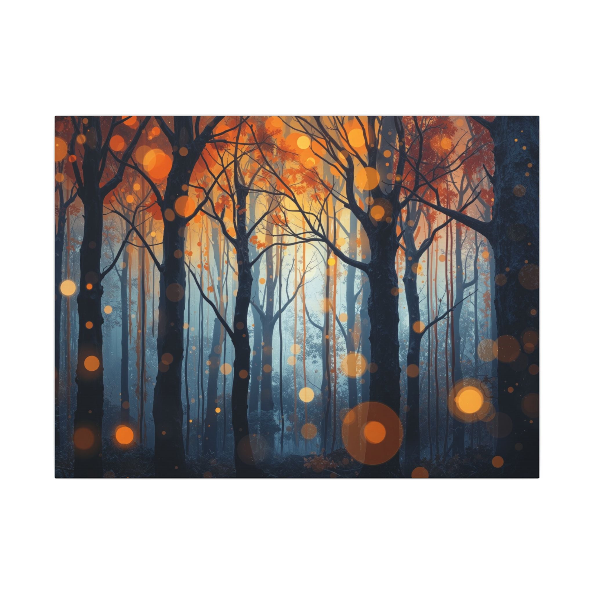 GLOW FOREST — Abstract Forest Lights Framed Canvas Wall Art