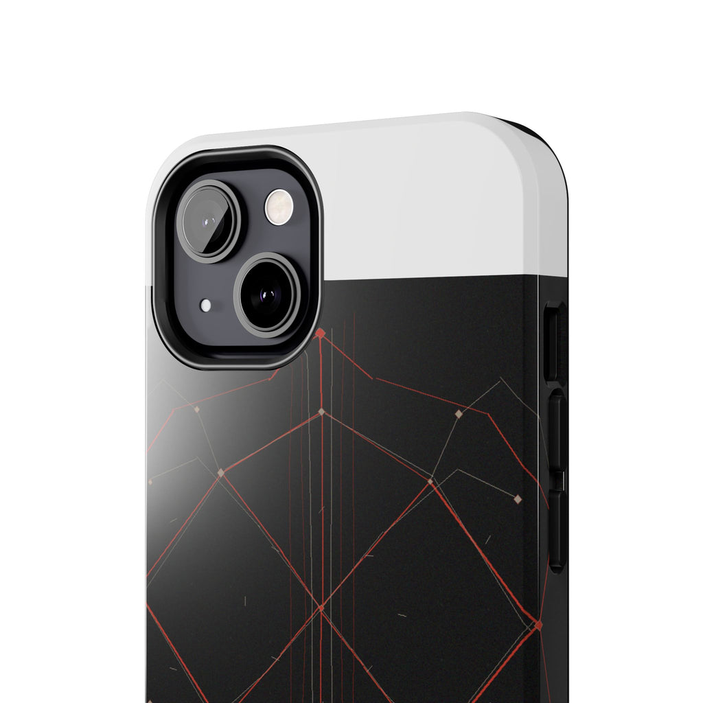 Dead Reckoning tough phone case by Scattercrate — abstract navigation art, dark geometric protective case