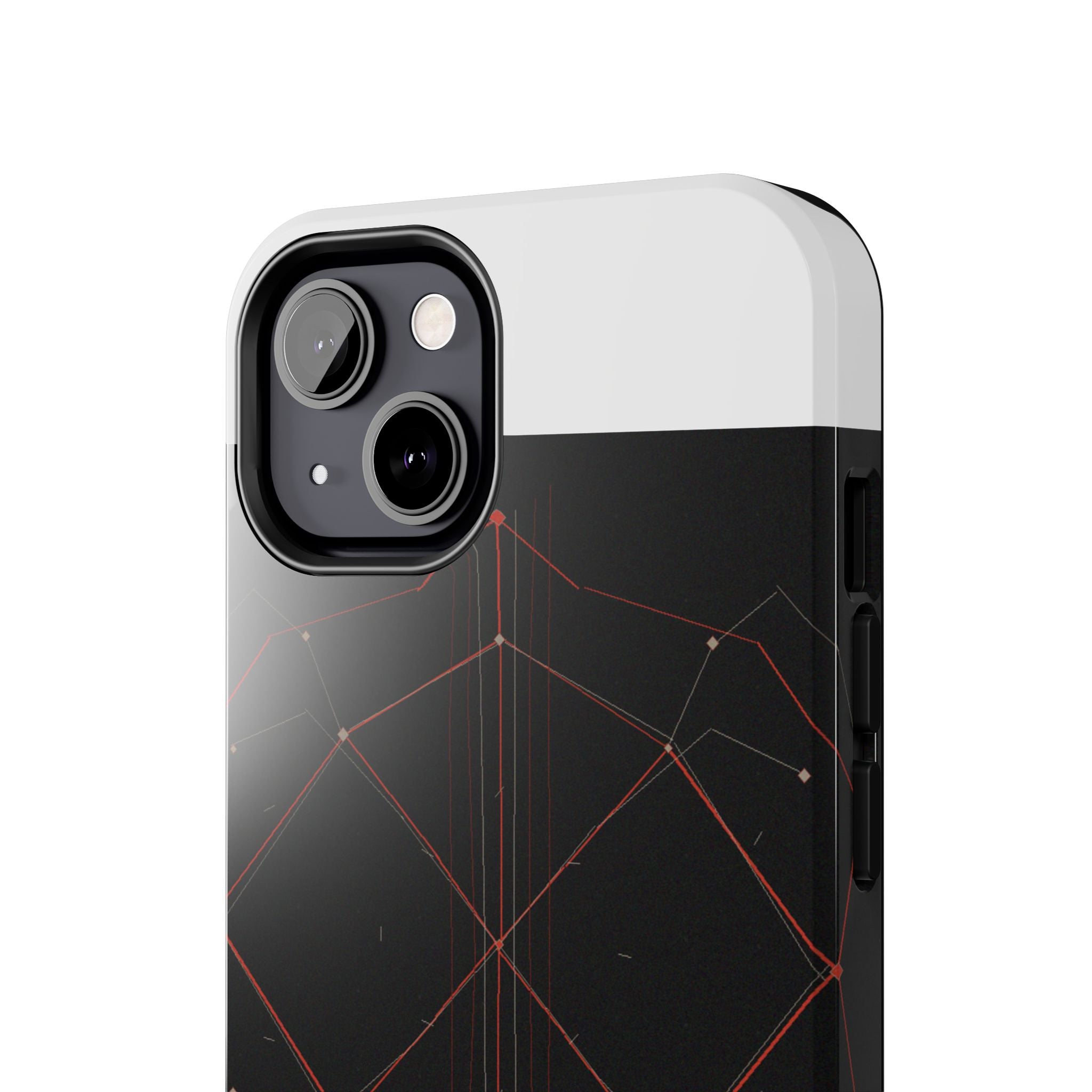 Dead Reckoning tough phone case by Scattercrate — abstract navigation art, dark geometric protective case