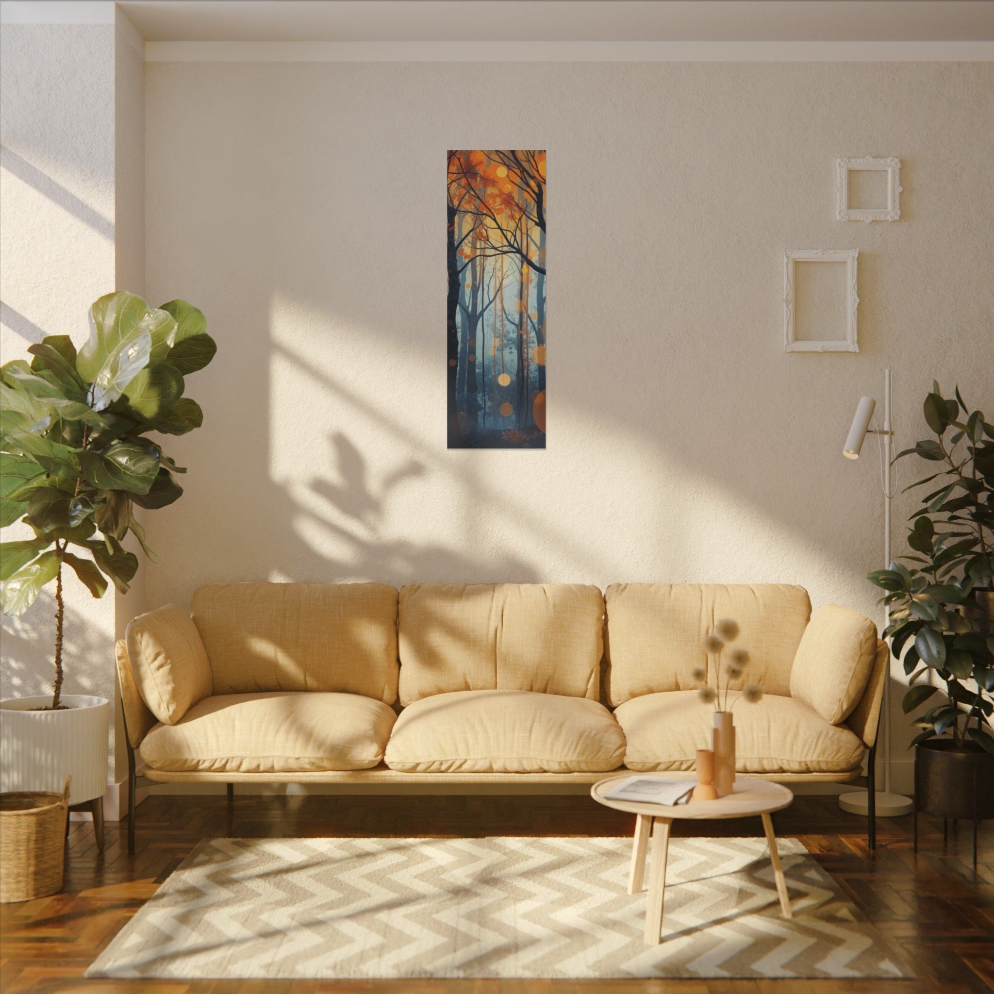 GLOW FOREST — Abstract Forest Lights Framed Canvas Wall Art
