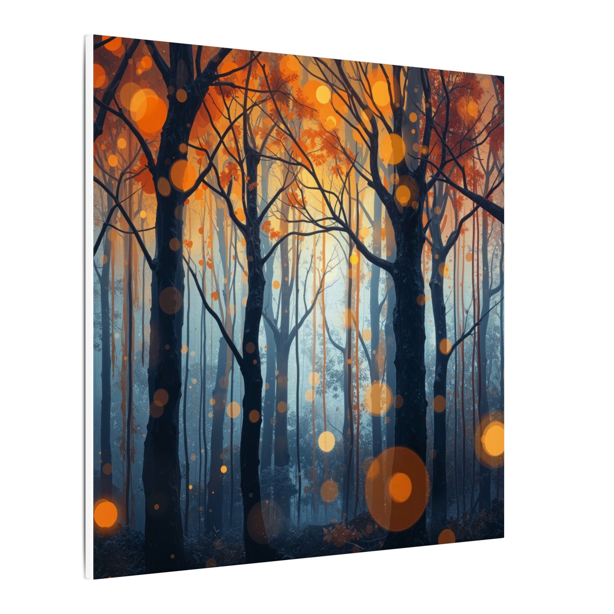 GLOW FOREST — Abstract Forest Lights Framed Canvas Wall Art