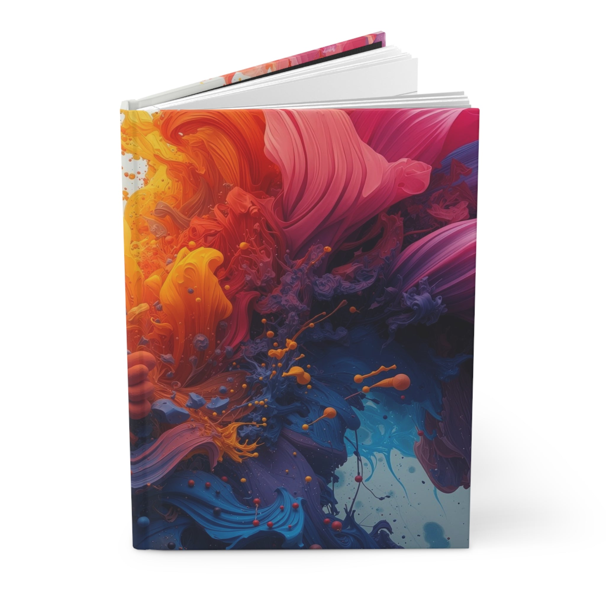 Petalsurge hardcover journal by Scattercrate — magenta petal wall art, surging floral color
