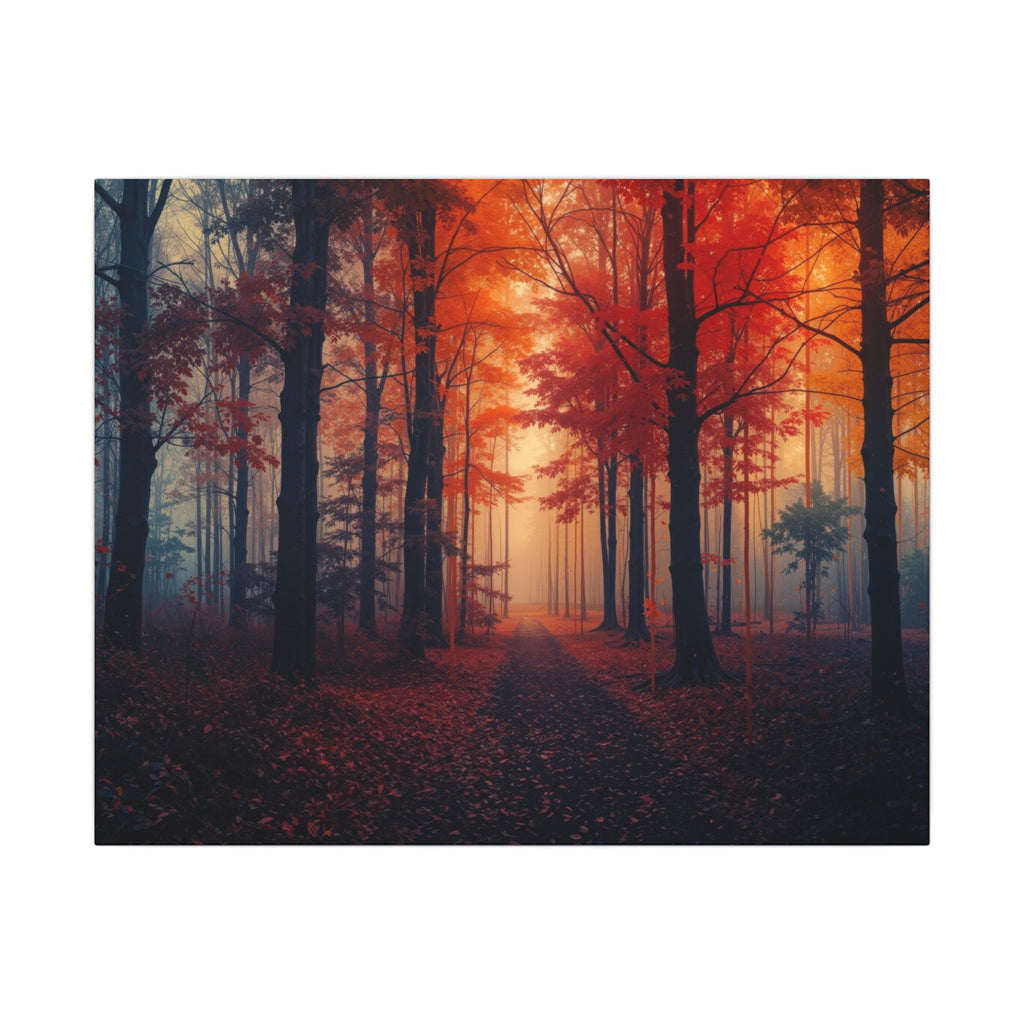AMBER FOREST — Abstract Autumn Forest Framed Canvas Wall Art