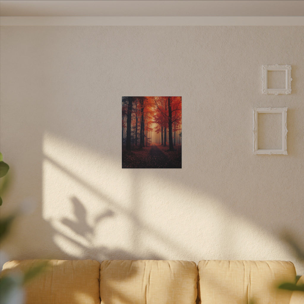 AMBER FOREST — Abstract Autumn Forest Framed Canvas Wall Art