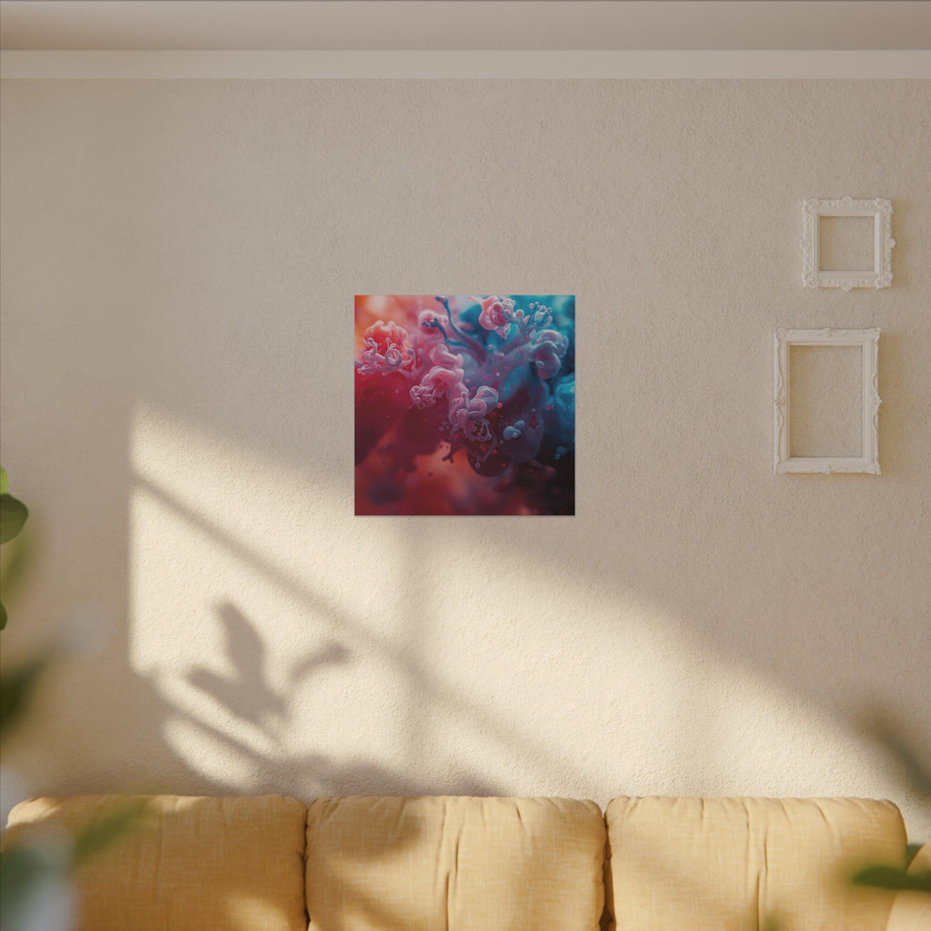 Marblewave Canvas Print — Red & Blue Ink Swirl Wall Art