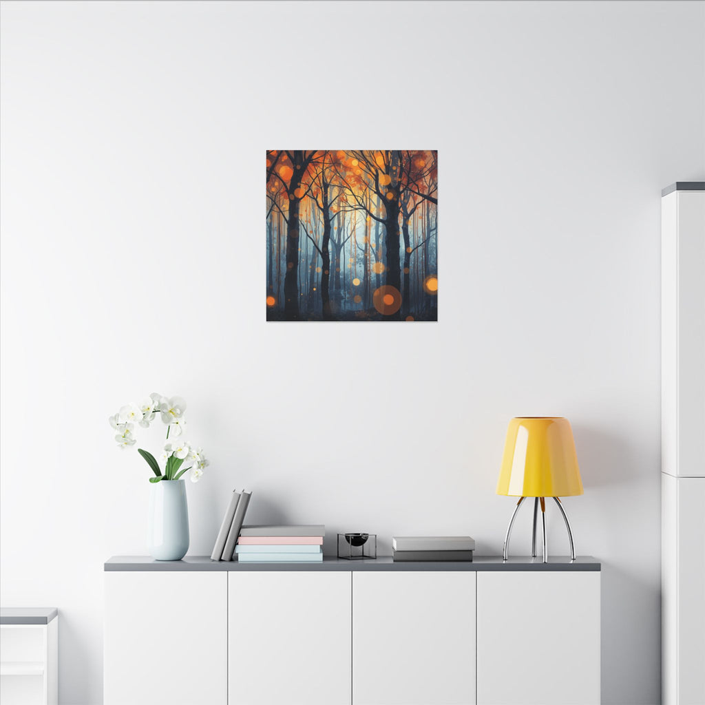 GLOW FOREST — Ethereal Luminous Forest Framed Canvas Wall Art