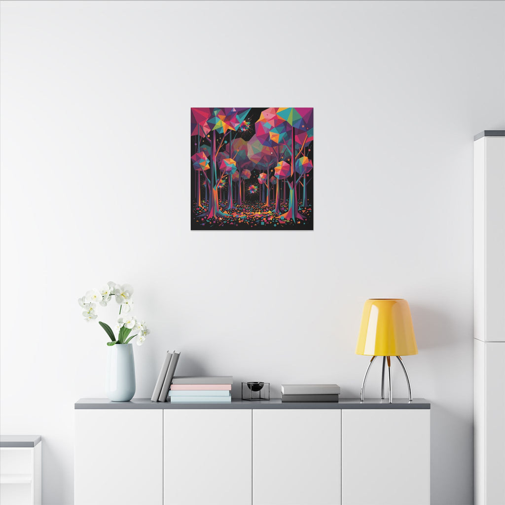 GEOMETRIC FOREST — Low-Poly Abstract Forest Square Canvas Wall Art | Scattercrate