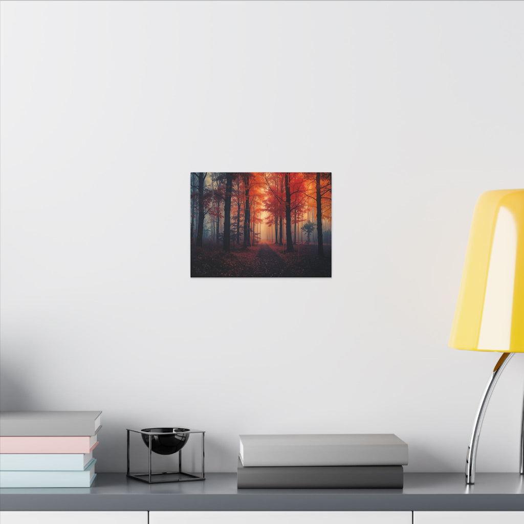 AMBER FOREST — Abstract Autumn Forest Framed Canvas Wall Art