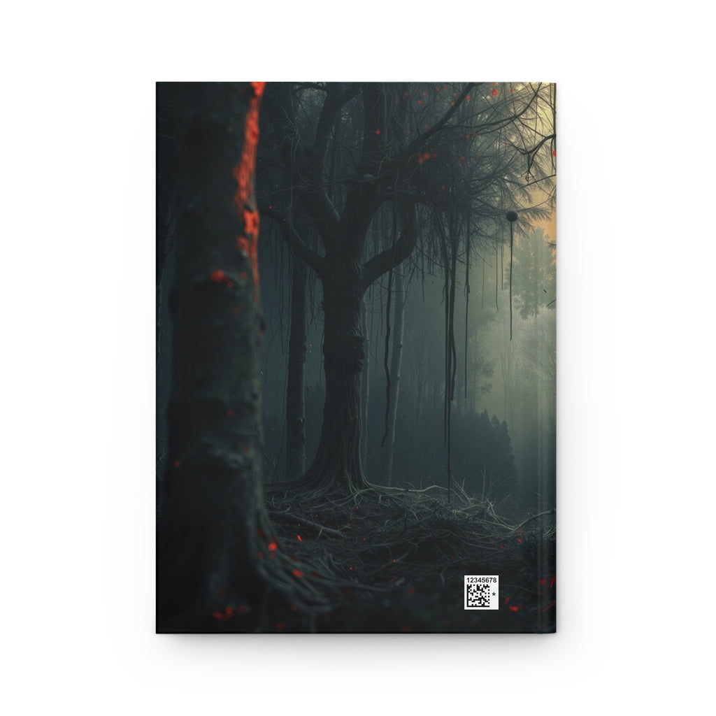 CRIMSONVEIL misty forest hardcover art journal by Scattercrate — deep red moody forest notebook
