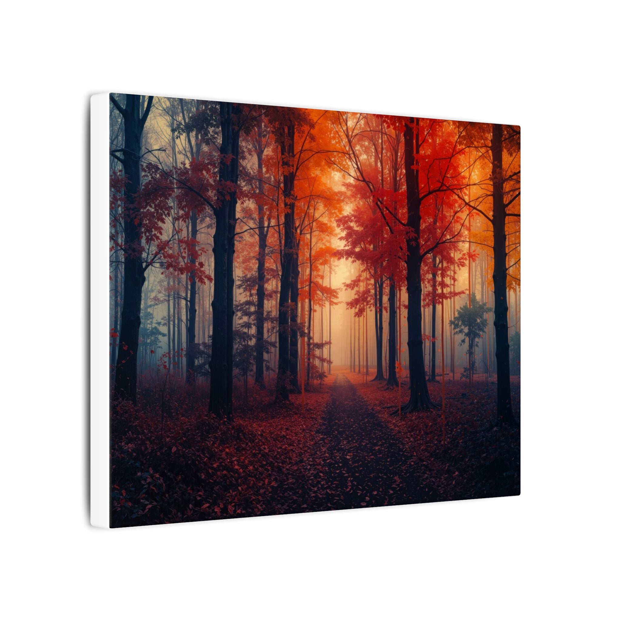 AMBER FOREST — Abstract Autumn Forest Framed Canvas Wall Art