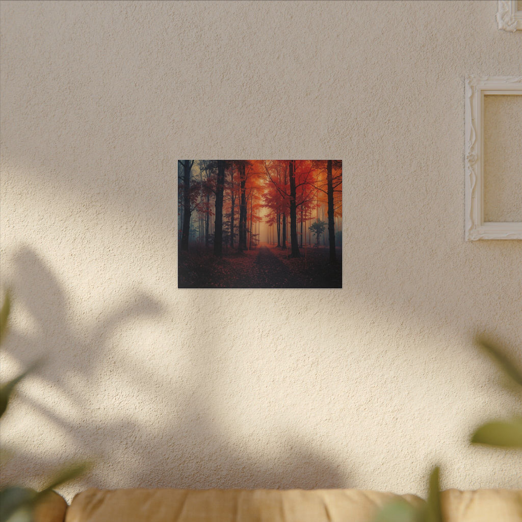 AMBER FOREST — Abstract Autumn Forest Framed Canvas Wall Art