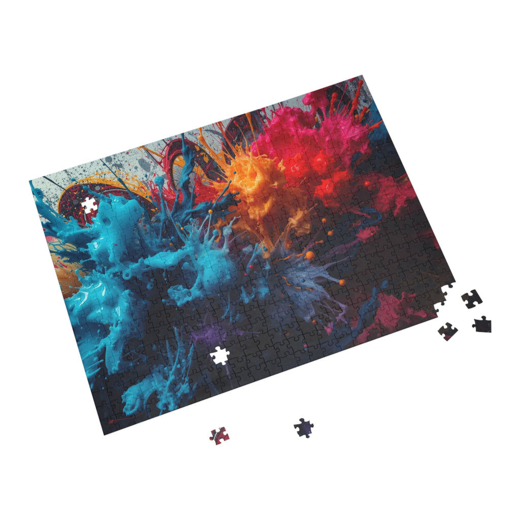 Crimsonspark 500-piece jigsaw puzzle by Scattercrate — ember graffiti wall art, crimson spark over dark ground
