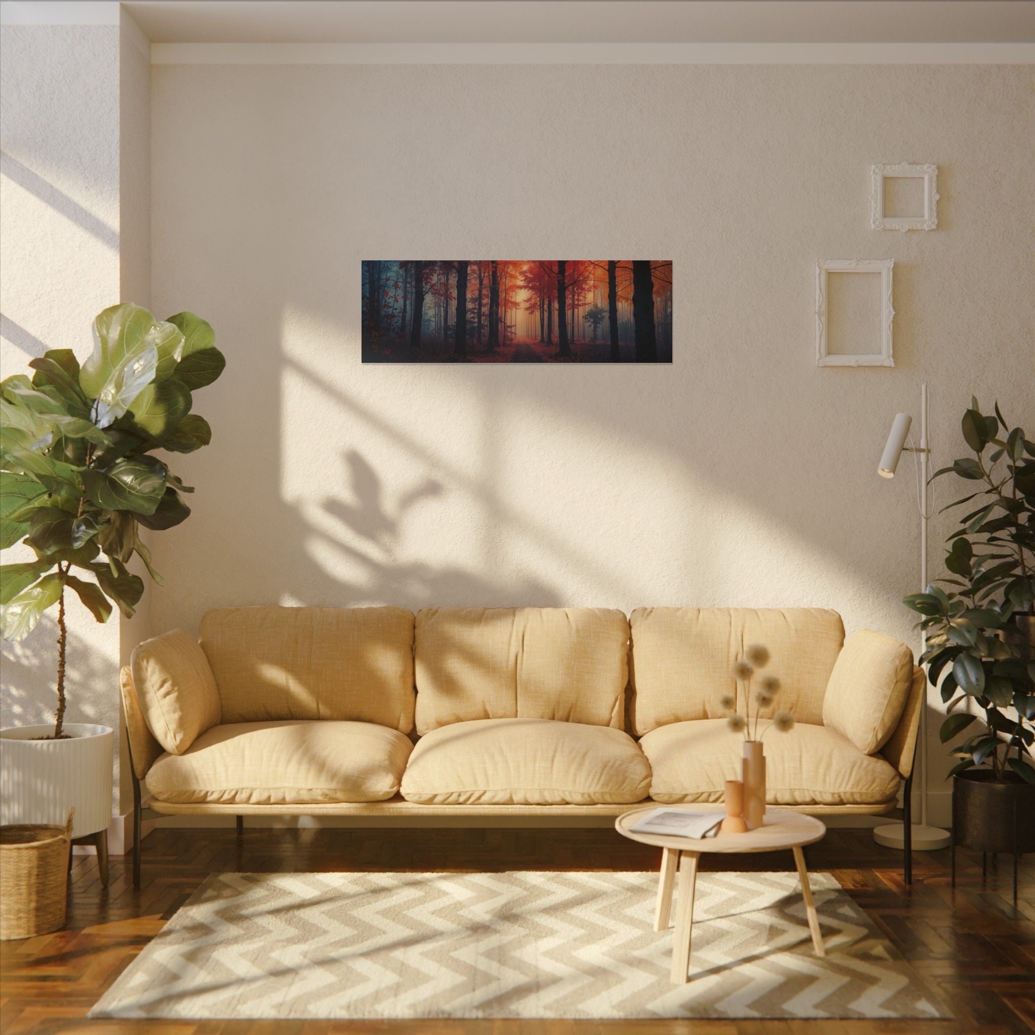 AMBER FOREST — Abstract Autumn Forest Framed Canvas Wall Art