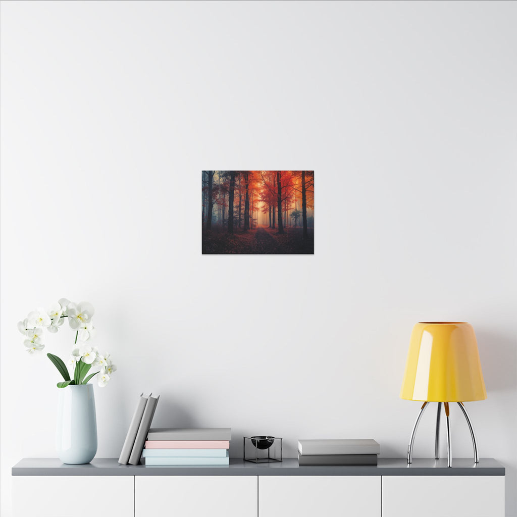 AMBER FOREST — Abstract Autumn Forest Framed Canvas Wall Art