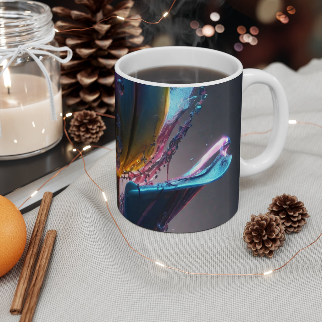 REFRACT 11oz ceramic mug by Scattercrate — iridescent abstract art coffee mug, alien aesthetic gift