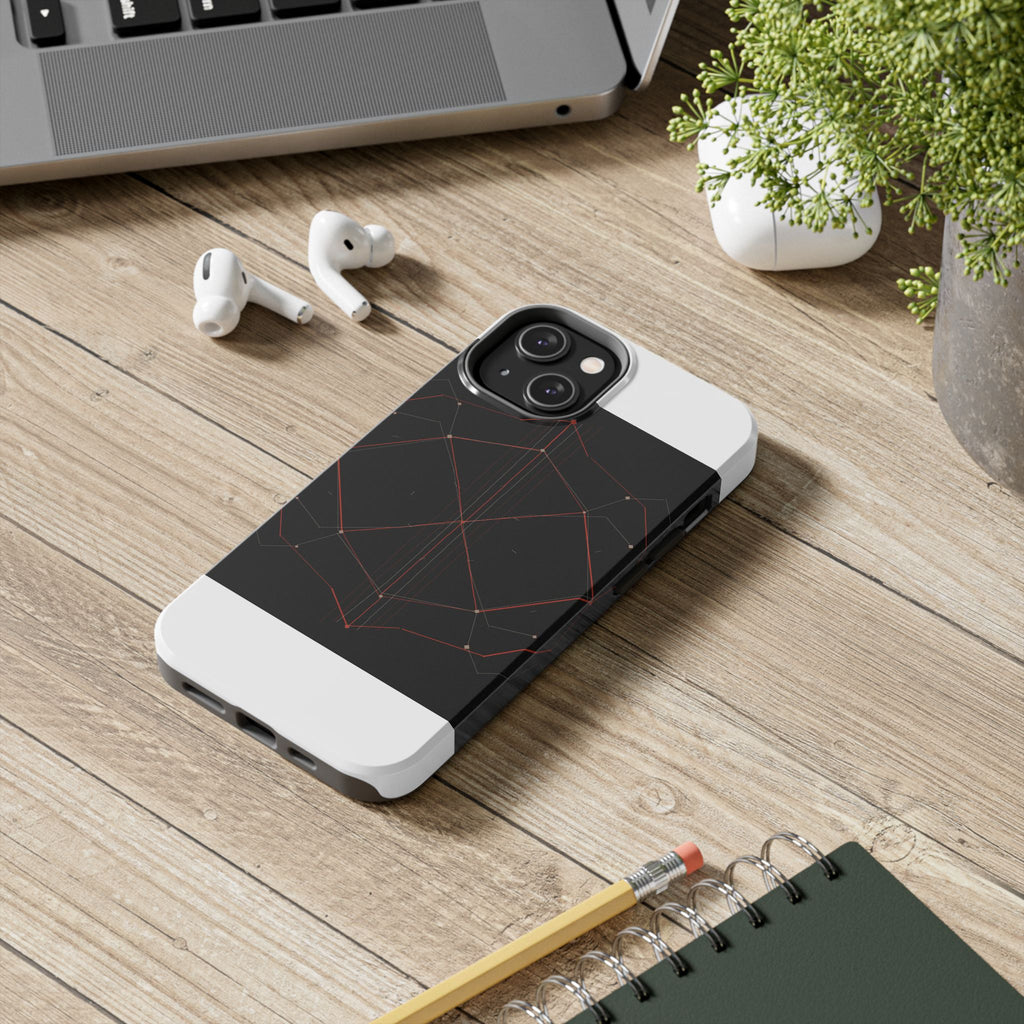 Dead Reckoning tough phone case by Scattercrate — abstract navigation art, dark geometric protective case